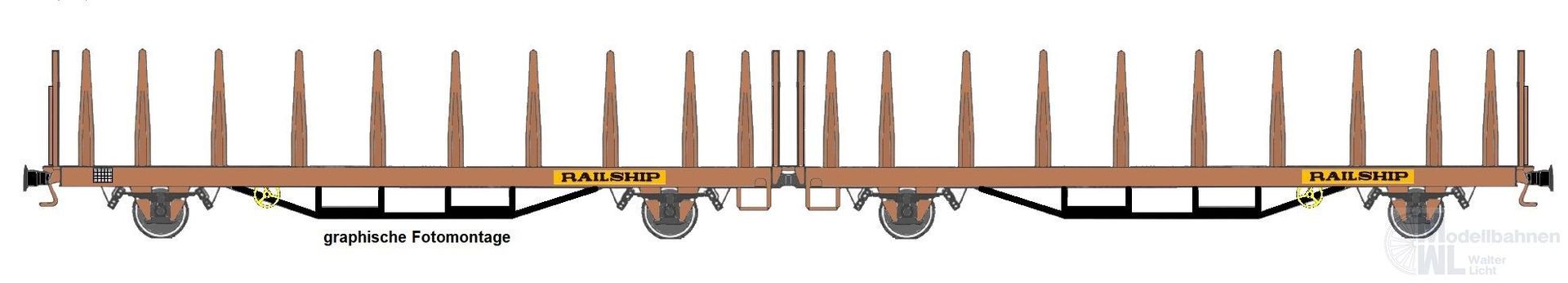 NW 52200 NPE NW52200 - Flachwagen Laas DR-Railship Ep.IV UIC 1.Betr.Nr. TT 1:120